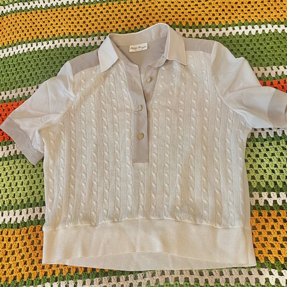 Vintage Philippe Marques White Knit Blouse